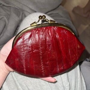 Exotic Leather Eel Skin Vintage Kiss Lock Clutch